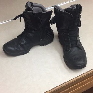Black combat zip-up Bates boots